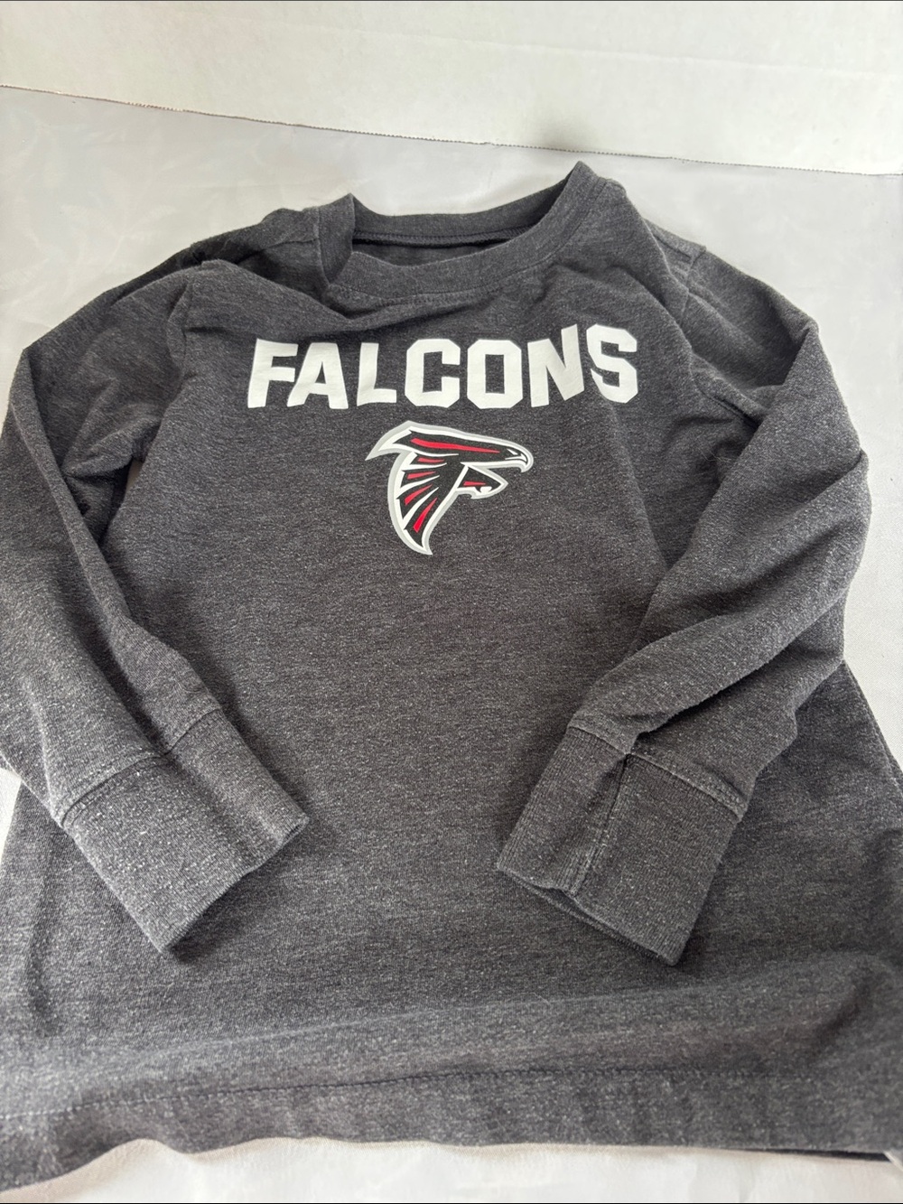 Atlanta Falcons Kids Long Sleeve Tee - Gray with Red & White Accent